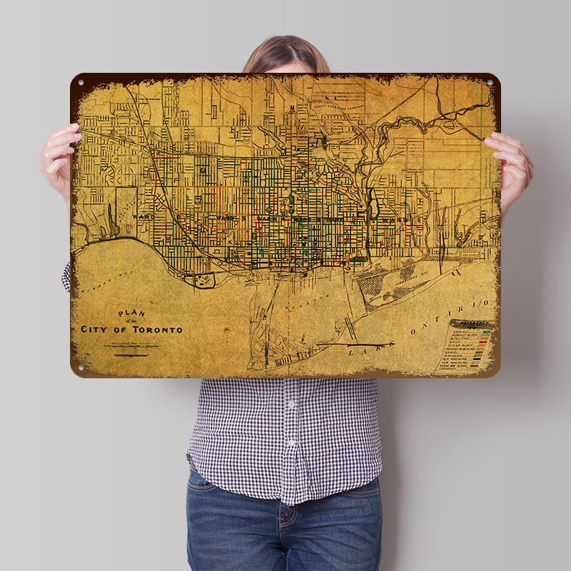 Custom Map Poster - Vintage Street Map of Toronto Canada