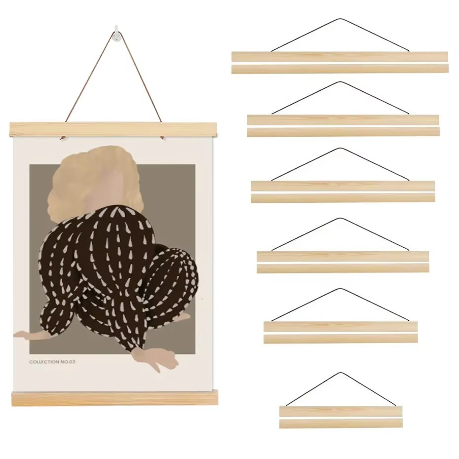 Engraved Wood Frame - 7colors 21-50cm Magnetic Wooden Picture Hanger