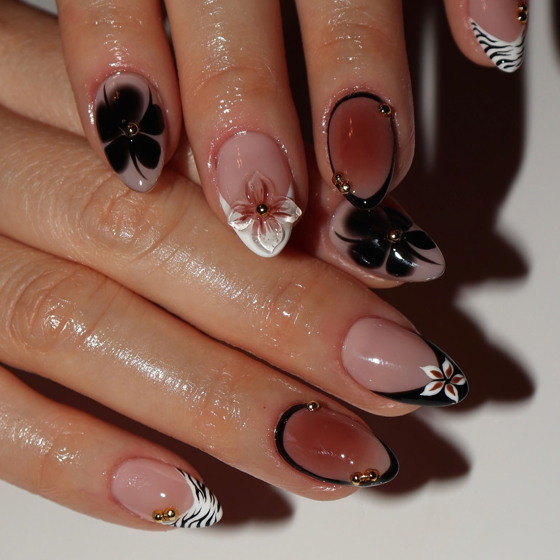 24pcs Flower False Nails Brown - Pressed Flower Art recensie en prijs