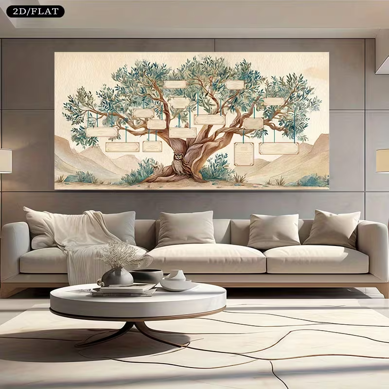 2D Flat, 2D Flat, Large Canvas - Family Tree Print recensie en prijs