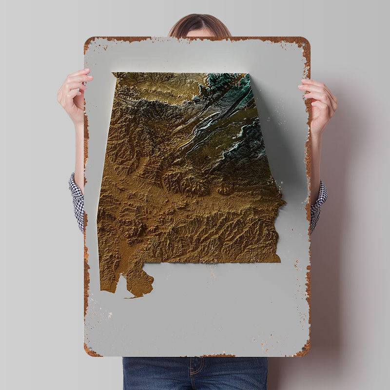 Alabama Topographic Map Metal  - Custom Map Poster recensie en prijs