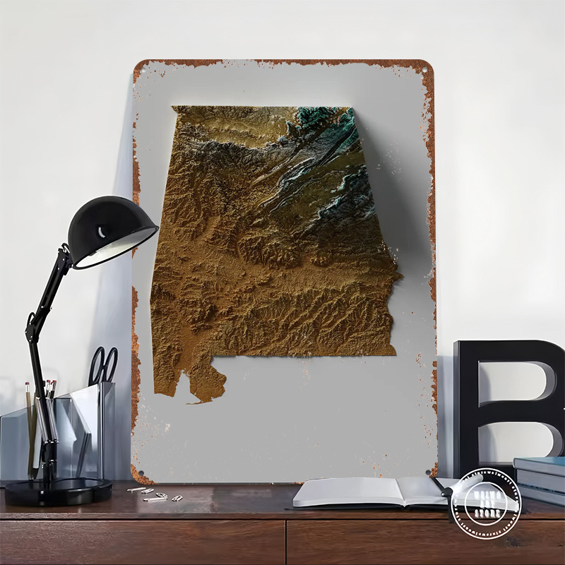Alabama Topographic Map Metal  - Custom Map Poster recensie en prijs