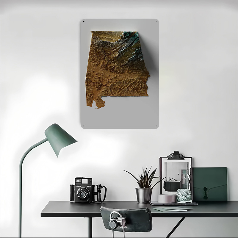Alabama Topographic Map Metal  - Custom Map Poster recensie en prijs