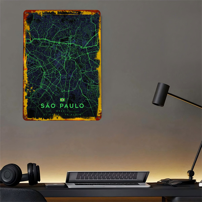 Sao Paulo City Map Art Tin Pos - Custom Map Poster recensie en prijs