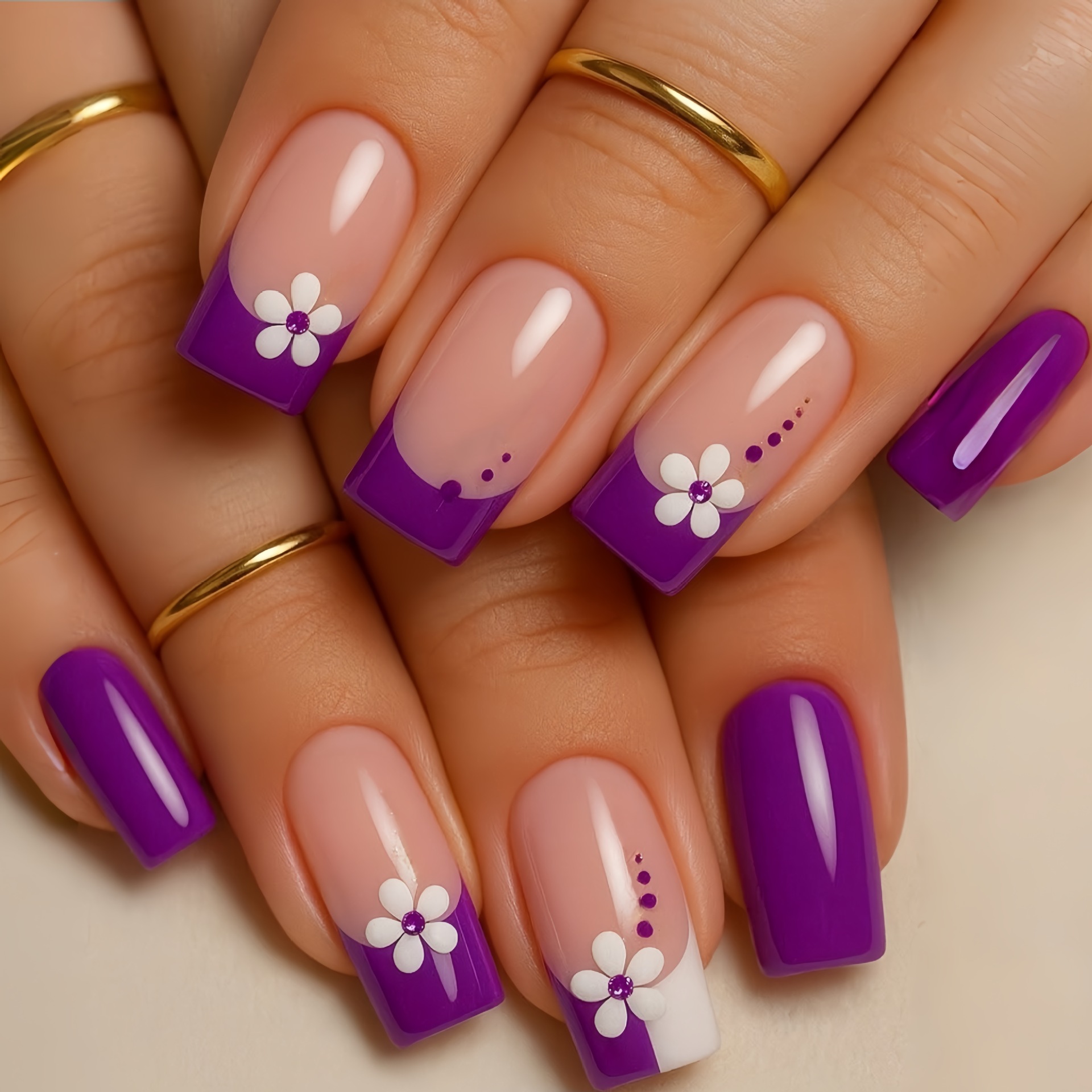 Medium square fake nails for w - Pressed Flower Art recensie en prijs