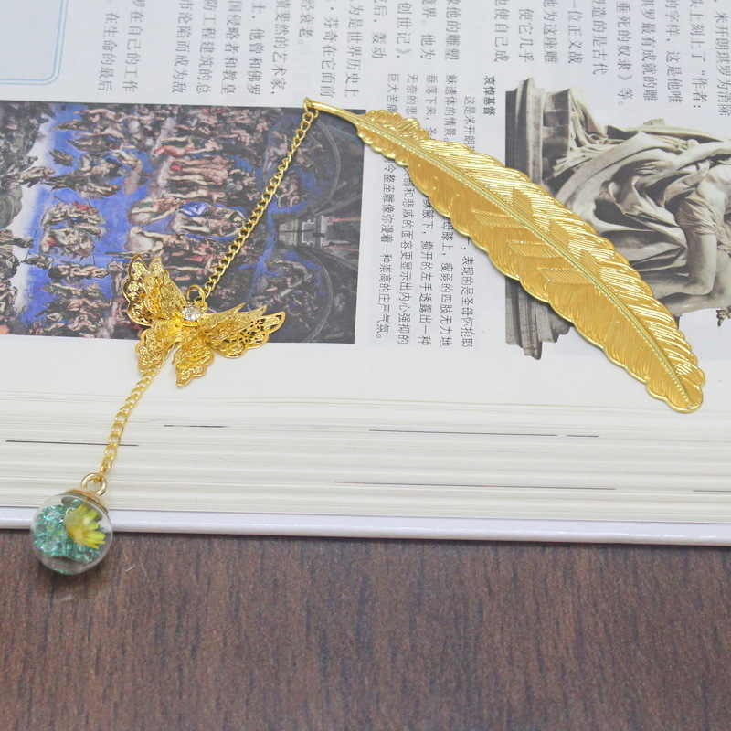 1pc Chinese Style Metal Feathe - Dried Flower Bookmark recensie en prijs