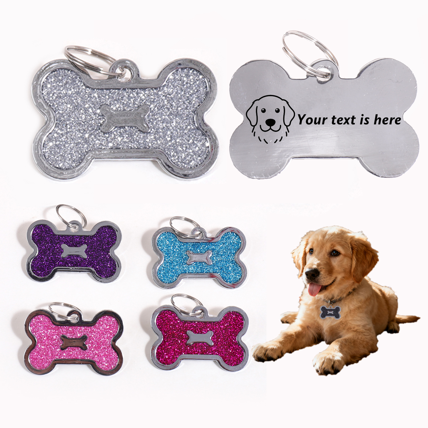 Glitter Custom Text Dog Tags C - Pet Portrait Custom recensie en prijs