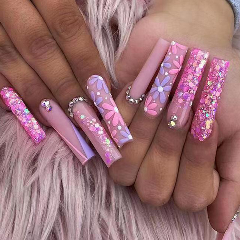 24pcs Long Ballet False Nails  - Pressed Flower Art recensie en prijs