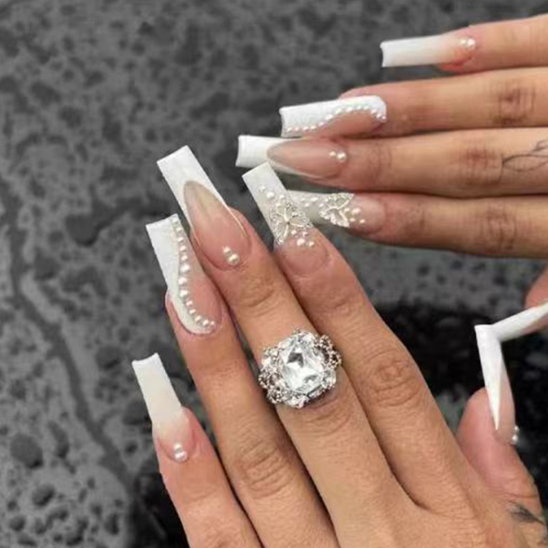 24pcs Long Ballet False Nails  - Pressed Flower Art recensie en prijs