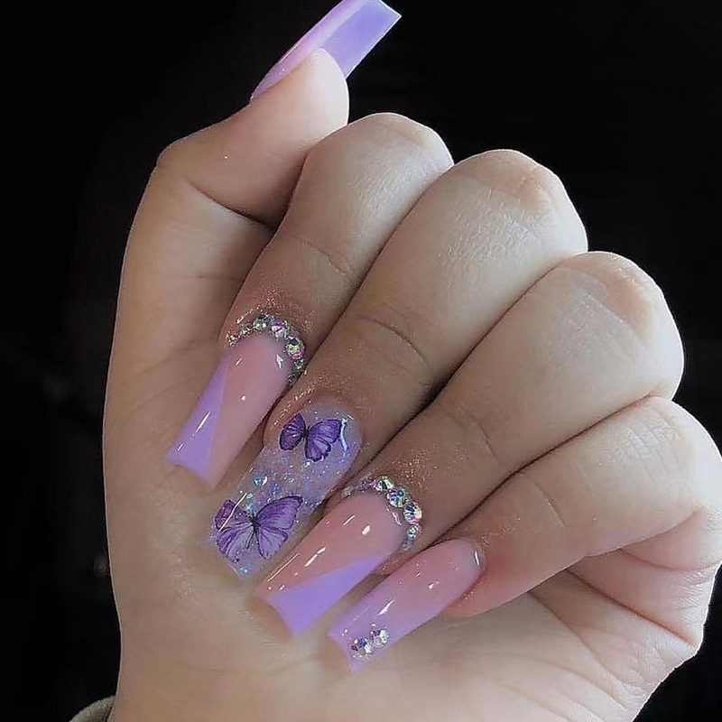 24pcs Long Ballet False Nails  - Pressed Flower Art recensie en prijs