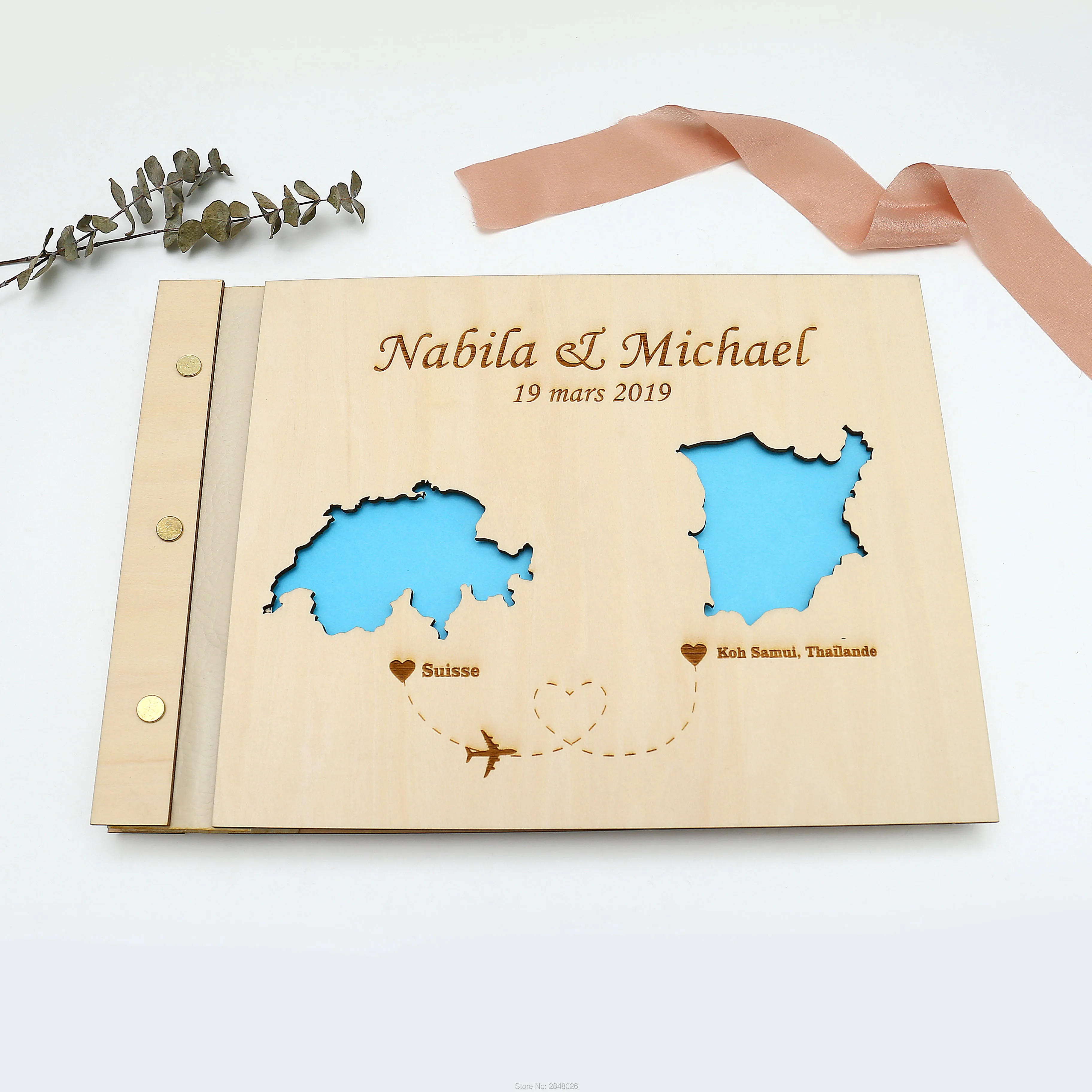 Rustic engraved wedding guestb - Custom Star Map recensie en prijs