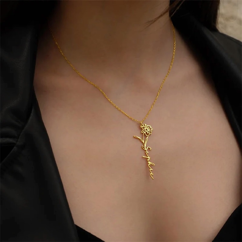 Personalized Birth Flower Name - Birth Flower Necklace recensie en prijs