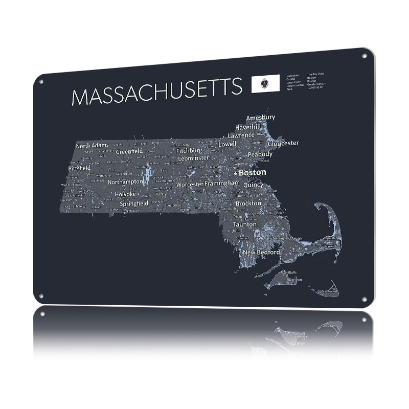 MASSACHUSETTS Map Tinplate Pos - Custom Map Poster recensie en prijs