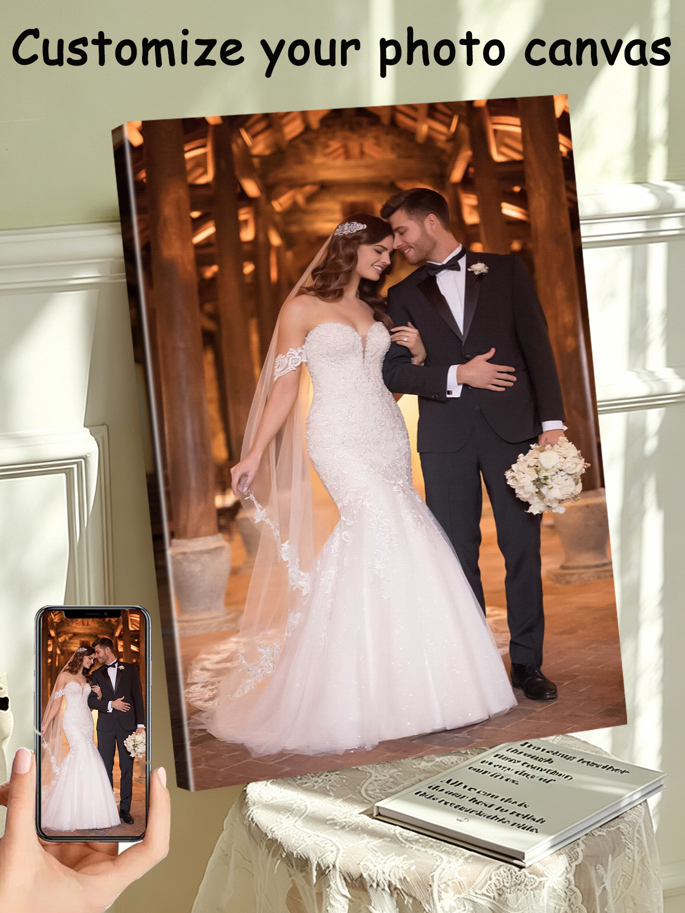 1 customized photo canvas, opt - Engraved Wood Frame recensie en prijs